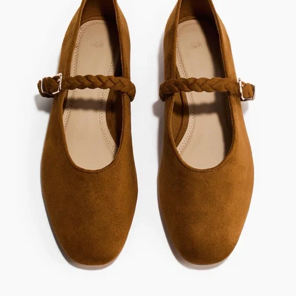 H&M Brown Suede Braided-Strap Flat - Picture 2 of 7
